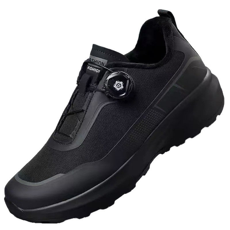 Men's Black Dial Knob Sneakers | Slip-On Rotating Button Athletic Shoes with Chunky Sole & Mesh Upper