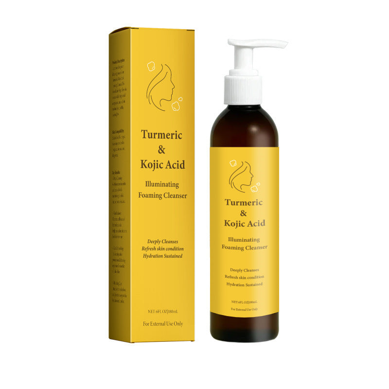 Turmeric & Kojic Acid Illuminating Foaming Cleanser | Deep Cleansing Brightening Face Wash | Hydrating Skin Glow Cleanser 180ml