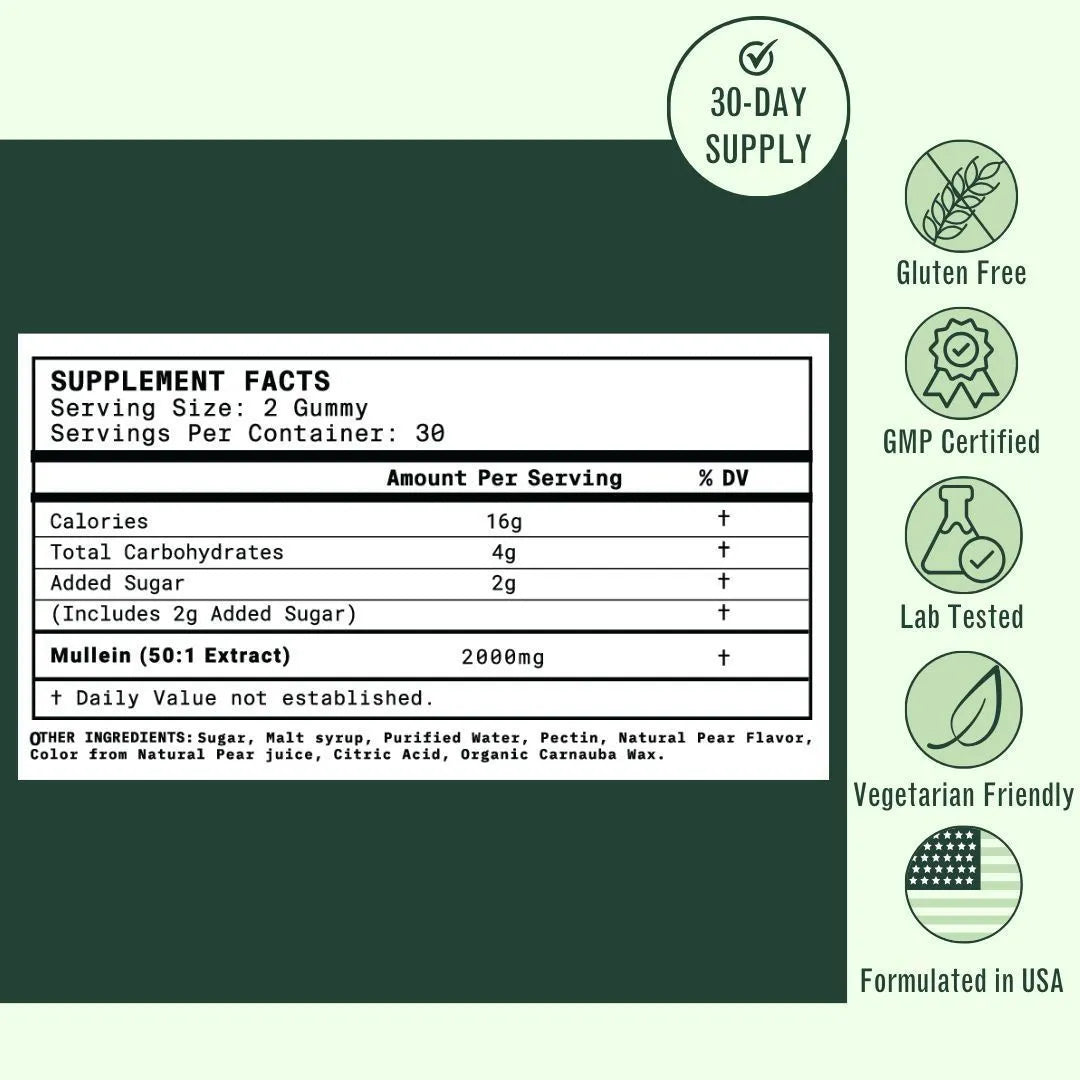 Betterbrand Better Lungs Mullein Gummies | Pear Flavored Daily Lung Detox Supplement | 60 Gummies 30 Day Supply | Set of 2