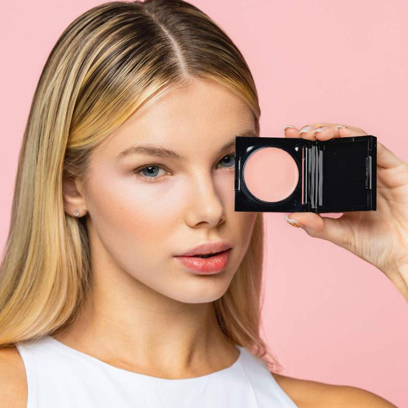 BARUBT Cream Blush Compact with Mirror | Buildable Peach Pink Cheek Color | Long-Lasting Natural Flush Blush for All Skin Types