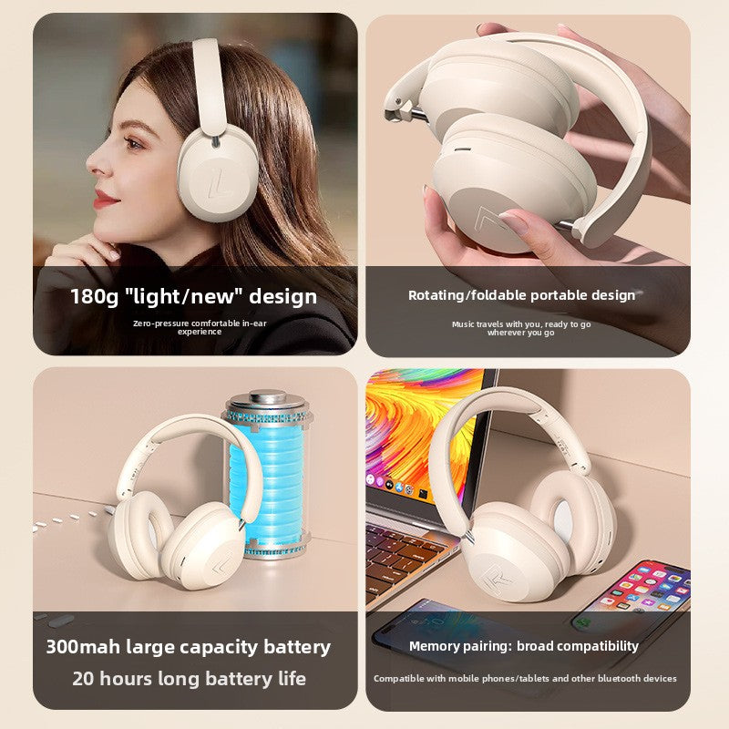 Wireless Bluetooth Over-Ear Headphones 6D Immersive Stereo Sound Foldable On-Ear Headset with Wired Mode USB Charging Cable Mic for Music Gaming Travel School - SY-T4