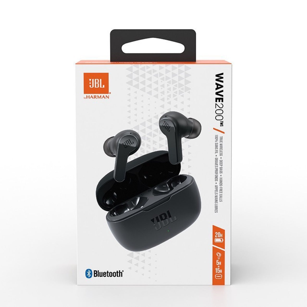 سماعات أذن لاسلكية JBL بتقنية بلوتوث TWS، صوت ستيريو لاسلكي حقيقي، صوت جهير عميق، علبة شحن، مؤشر LED لمستوى البطارية، مكالمات بدون استخدام اليدين، مساعد صوتي، متوافقة مع أجهزة iPhone وAndroid، موسيقى، رياضة، سفر