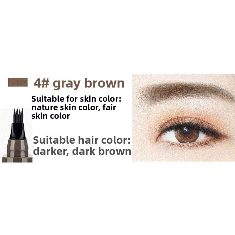 4-Tip Eyebrow Pen Microblading Tattoo Brow Pencil | Waterproof Long Lasting Hair Stroke Effect | Light Brown Dark Brown Black