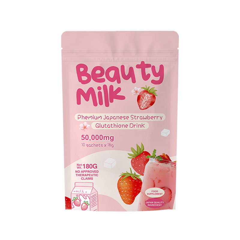 Beauty Milk Premium Japanese Collagen Drink 50,000mg | 6 Variants: Melon, Strawberry, Lychee, Mango, Banana, Matcha | 10 Sachets x 18g