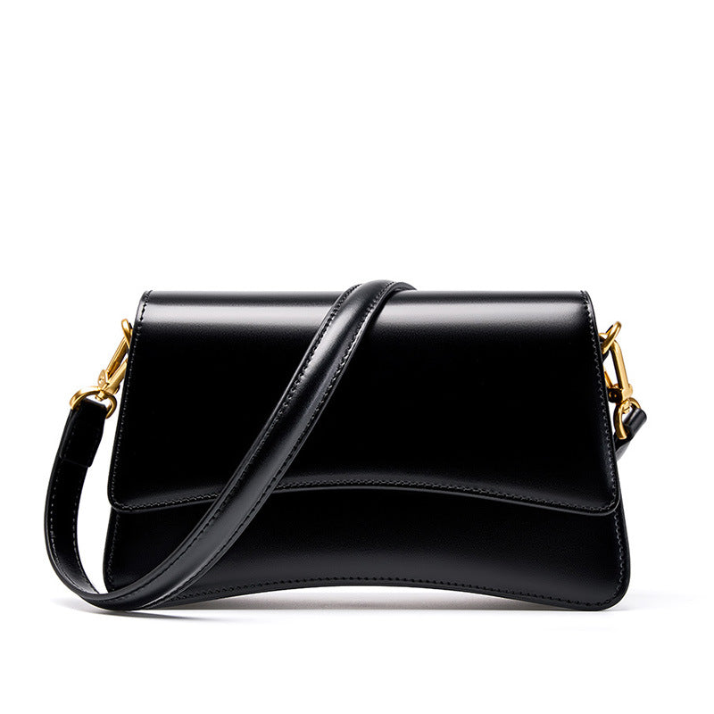 Genuine Leather Cognac Brown Leather Crossbody Bag | Structured Flap Shoulder Bag Women