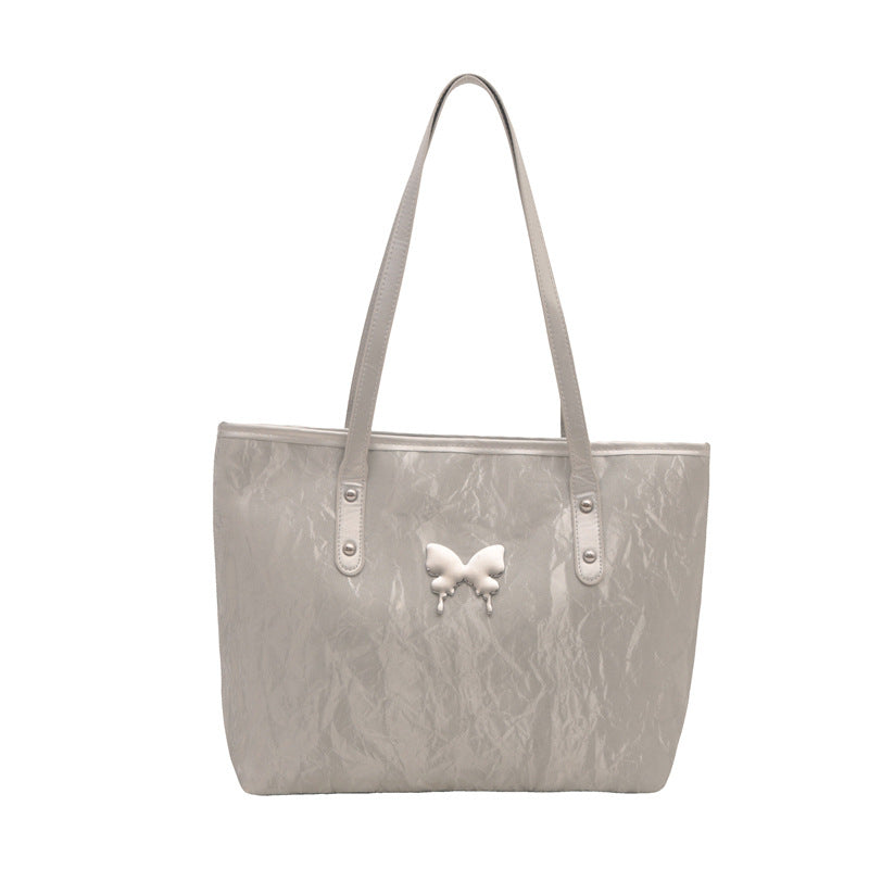 Pink Velvet Tote Bag with Butterfly Hardware - Soft Textured Shoulder Bag | Feminine Everyday Tote