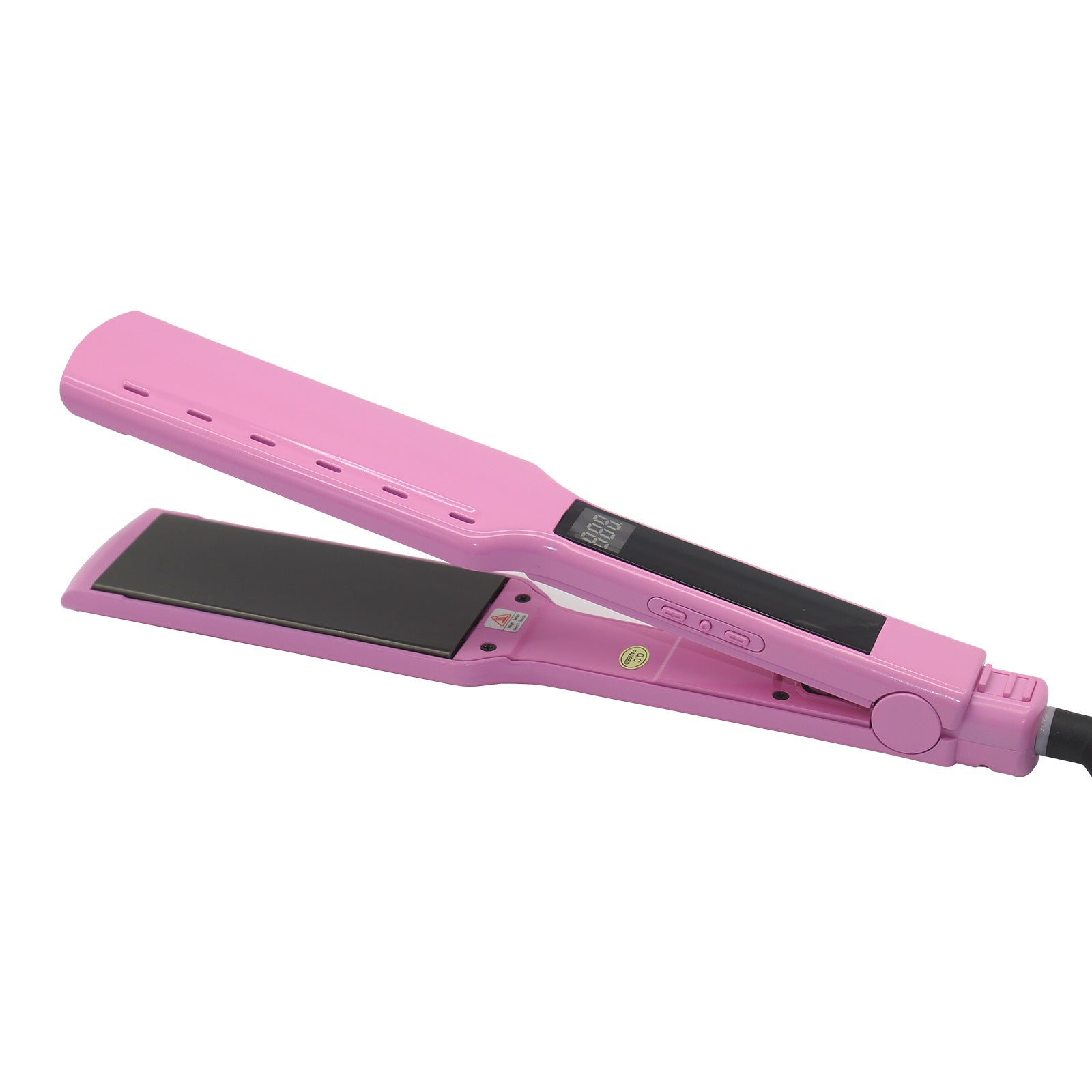 Wide Plate White LCD Digital Flat Iron Hair Straightener | Extra Wide Ceramic Plate Professional Hair Iron with Digital Display | Salon Grade Corded Hair Straightener for Thick Curly Hair