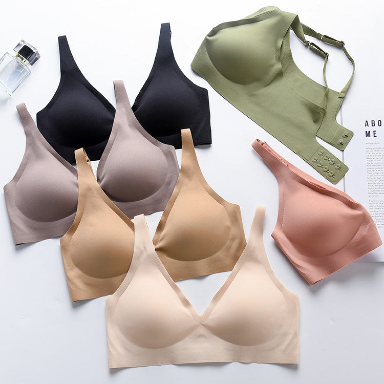 Jelly Glue W Support Wireless Bra | Seamless Deep V Push Up Bralette | No Wire Lift Comfort Bra for Women