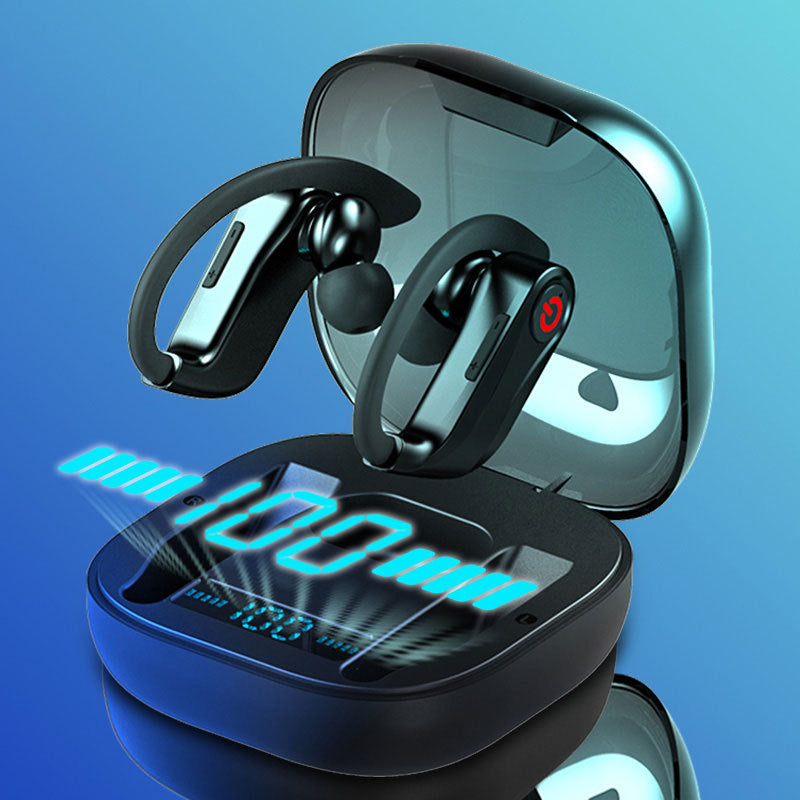 TWS Ear Hook Wireless Earbuds with LED Digital Display Charging Case ? Bluetooth 5.3 Sport Earphones, Deep Bass, IPX5 Waterproof, 48H Battery, Hands-Free Mic