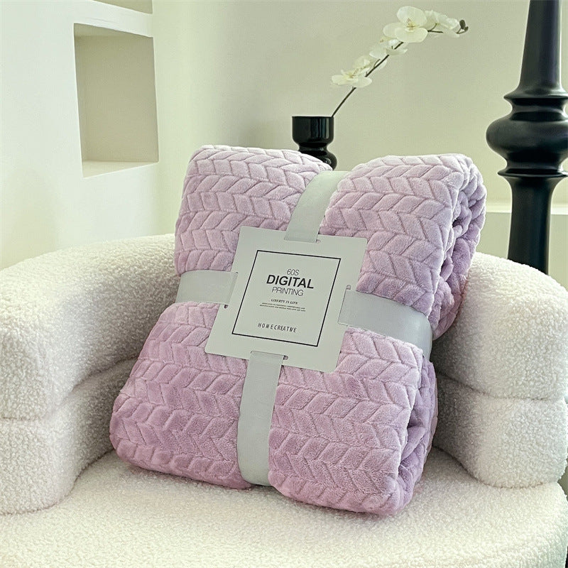 Lavender Flannel Throw Blanket | Soft Cable Knit Texture Fleece Blanket | Home Creative 60S Digital Print Cozy Blanket