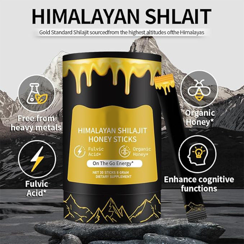 Himalayan Shilajit Honey Sticks | Fulvic Acid + Organic Honey | On-The-Go Energy Supplement ? 30 Sticks