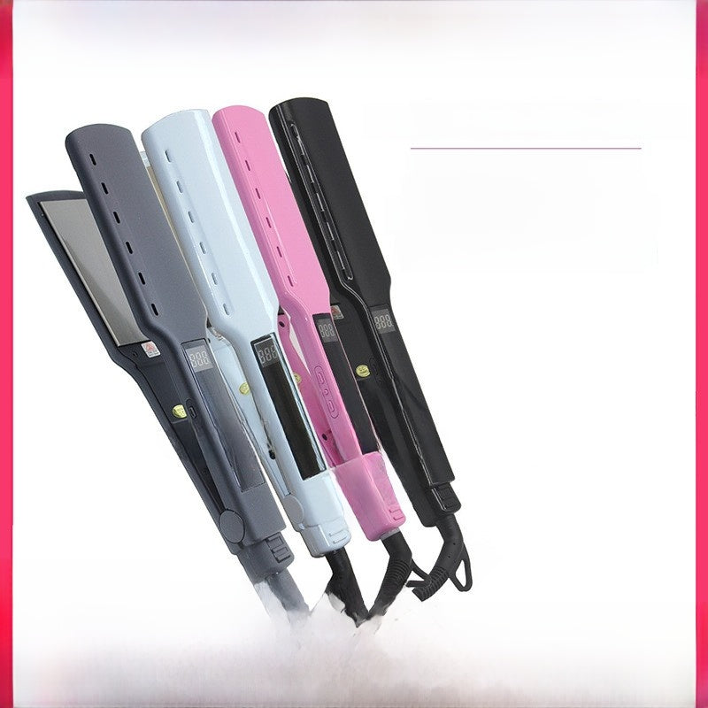 Wide Plate White LCD Digital Flat Iron Hair Straightener | Extra Wide Ceramic Plate Professional Hair Iron with Digital Display | Salon Grade Corded Hair Straightener for Thick Curly Hair