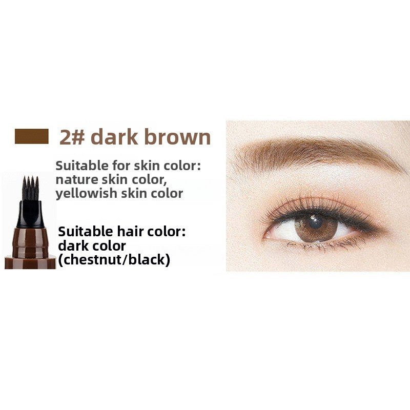4-Tip Eyebrow Pen Microblading Tattoo Brow Pencil | Waterproof Long Lasting Hair Stroke Effect | Light Brown Dark Brown Black