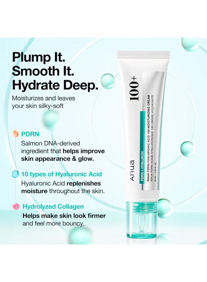 Anua PDRN & Hyaluronic Acid 100+ Moisturizing Cream Buy One Get One Free | Deep Hydration Barrier Repair Korean Face Cream 40ml