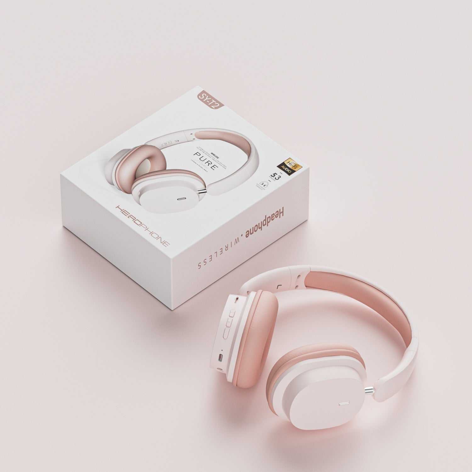 Wireless Bluetooth Over-Ear Headphones 6D Immersive Stereo Sound Foldable On-Ear Headset with Wired Mode USB Charging Cable Mic for Music Gaming Travel School - SY-T4