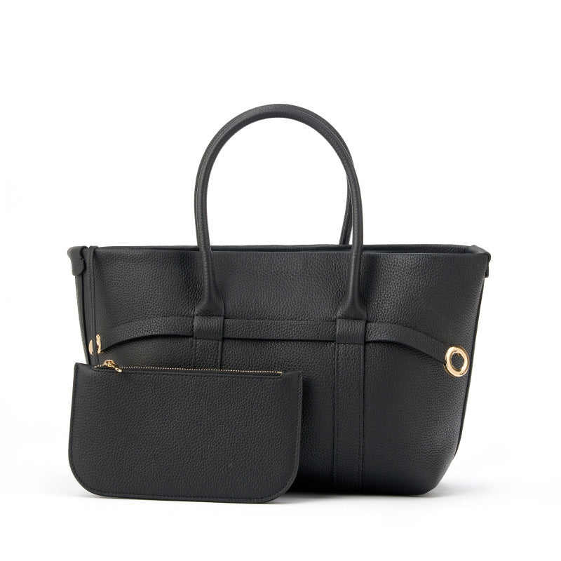 Borsa Tote in Pelle Imbottita Beige Crema con Pochette | Set Borsa a Spalla Trapuntata Ispirata a Loro Piana