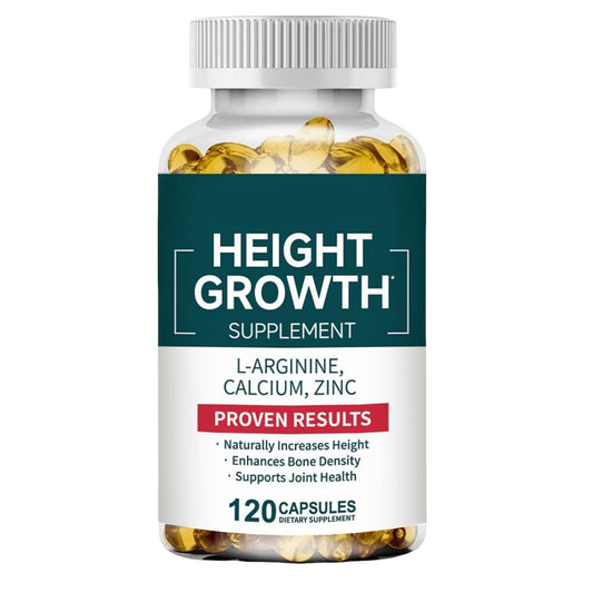Wachstumsergänzung ? L-Arginin, Kalzium & Zink | 120 Kapseln für Knochendichte, Gelenkgesundheit & Natürliche Wachstumsförderung
