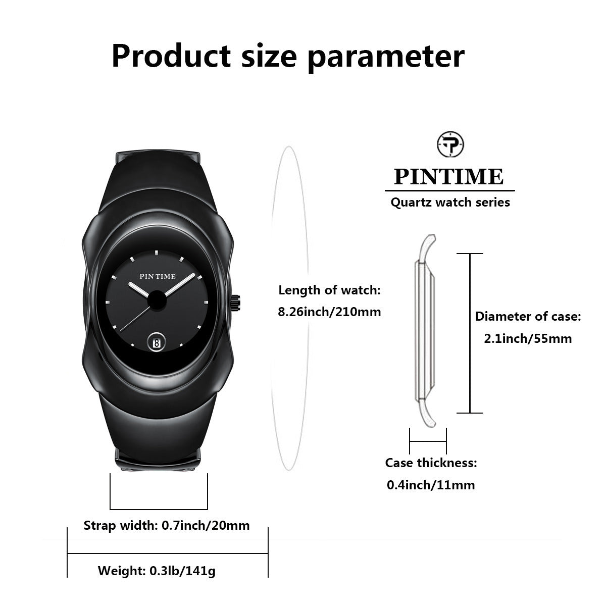 Black Bangle Watch for Women | Elegant All-Black Bracelet Watch with Date Display