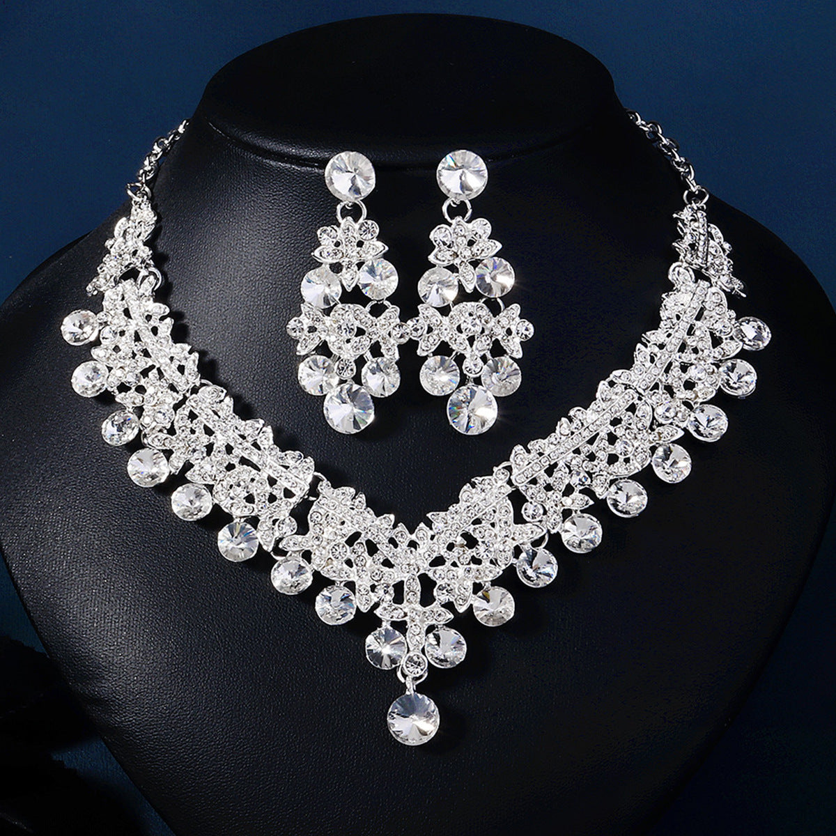 3 Piece Red Crystal Bridal Jewelry Set | Gold Crown Tiara Necklace & Earrings | Queen Wedding Pageant Party Jewelry Set