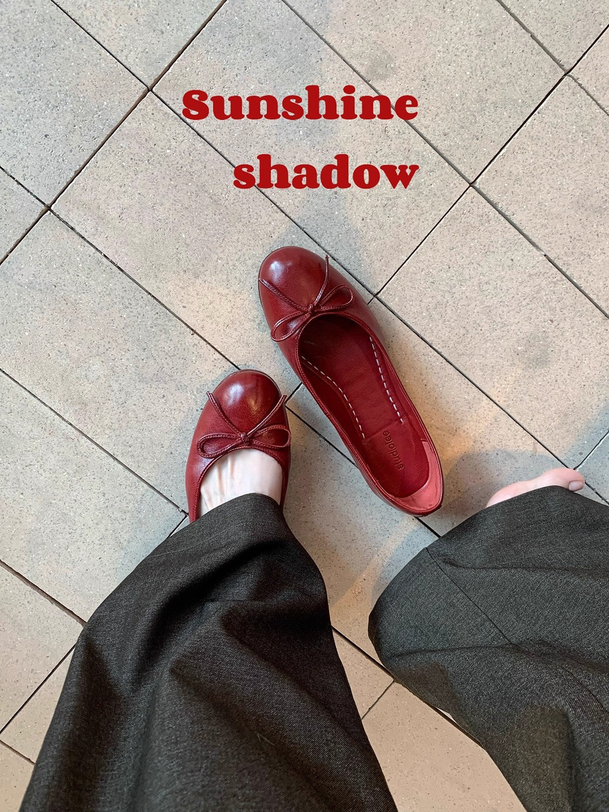 Women's Red Leather Ballet Flats | Round Toe Bow Detail Classic Ballerina Shoes | Soft Slip-On Flat Pumps