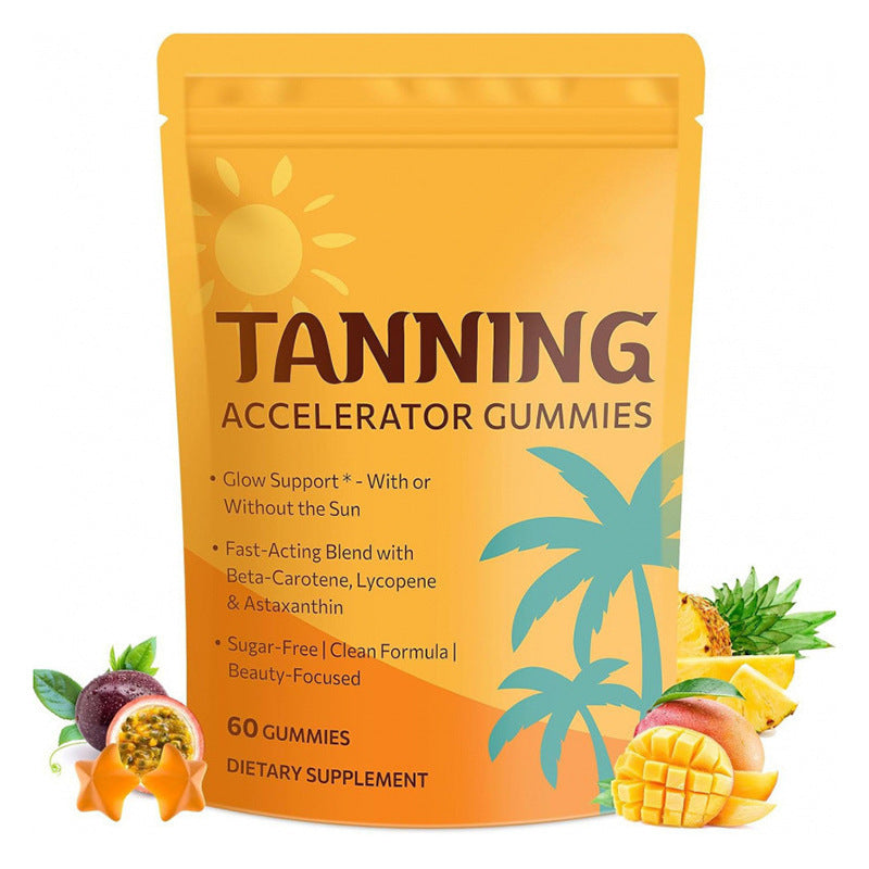 Tanning Accelerator Gummies 60 Count - Beta-Carotene, Lycopene & Astaxanthin | Sugar-Free Glow Support Supplement