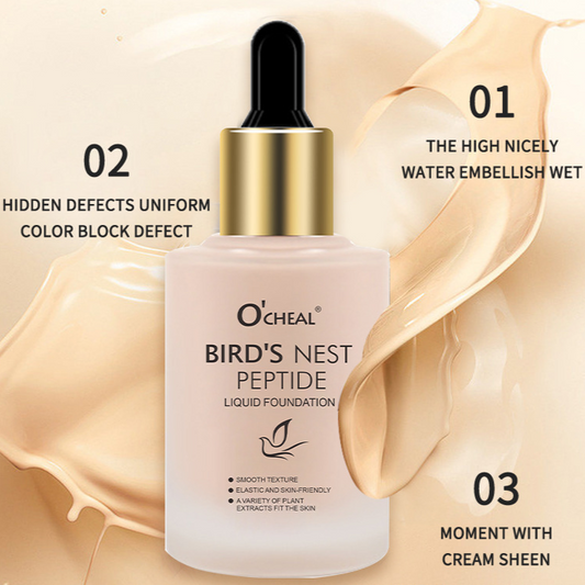 Fondotinta liquido al peptide di nido di uccello O'Cheal | Lunga tenuta 12 ore Naturale Nude Idratante e aderente alla pelle