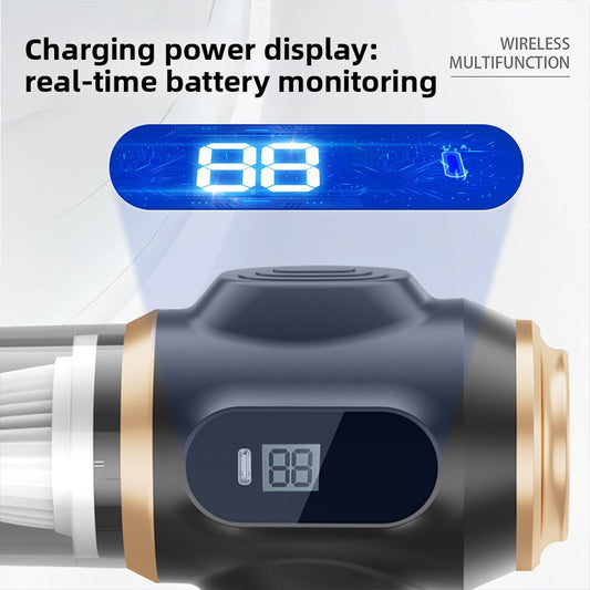 Aspirapolvere per auto portatile 3 in 1 con gonfiatore a pompa ad aria e display LCD, senza fili ricaricabile, palmare per auto, casa e gonfiaggio pneumatici