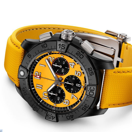 Breitling Chronograph Men's Watch | Salmon Dial Black Subdials Tachymeter Bezel Sand Leather Strap Swiss Made Sport Watch