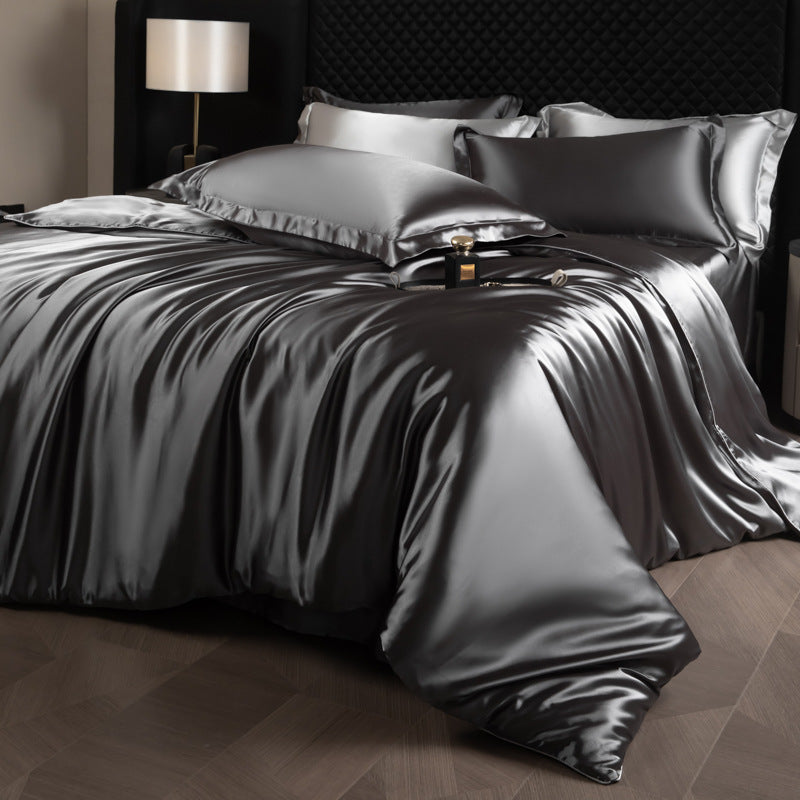 Luxury Black Satin Bedding Set | Silky Smooth Duvet Cover with Pillowcases - Queen & King