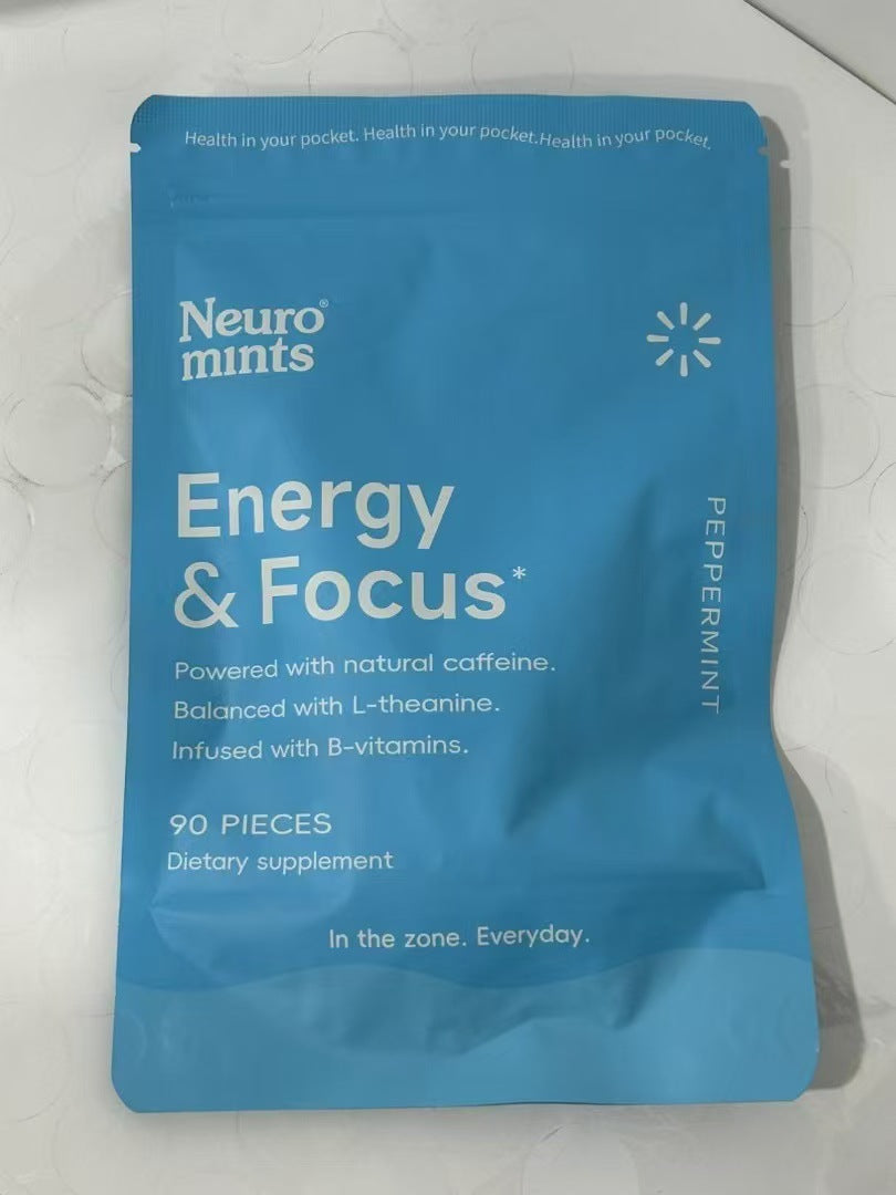 Neuro Gum Energy & Focus Peppermint | 10 Pack 90 Pieces | Nootropic Caffeine L-Theanine B-Vitamin Supplement Gum