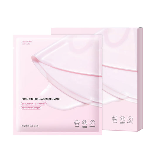 PDRN Pink Collagen Gel Maske | Feuchtigkeitsspendende Gesichtsmaske mit Natrium-DNA, Niacinamid und hydrolysiertem Kollagen für mehr Elastizität – 4er-Set