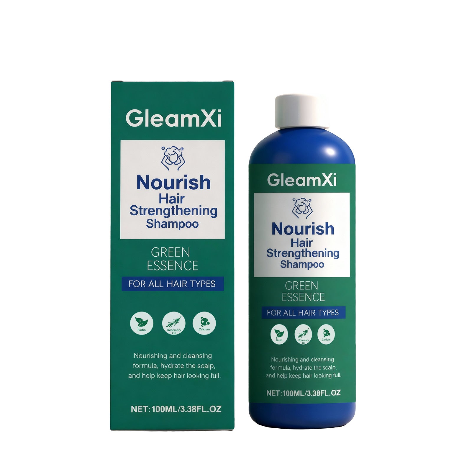 GleamXi Rosemary & Biotin Hydrolyzed Keratin Shampoo 100ml | Nourishing Hair Growth Shampoo for Damaged, Soft & Shiny Hair