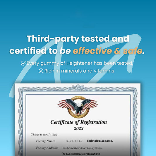 Heightener Gummies | Nahrungsergänzungsmittel für Knochenwachstum und Größenunterstützung für Kinder und Erwachsene ab 5 Jahren mit Calcium, Vitamin D3, Kollagen & Zink