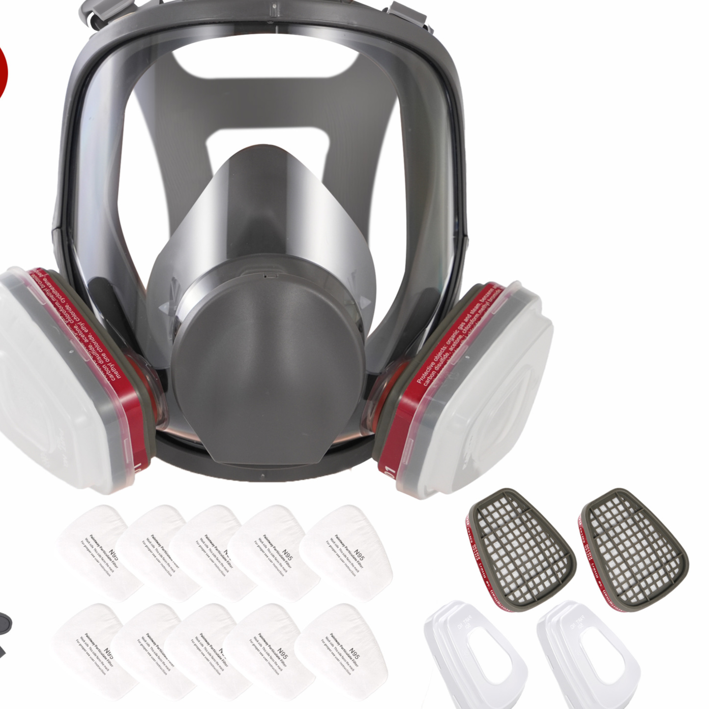 Full Face Respirator Gas Mask 7-Piece Set with No.3 Filter Box & 10 Filter Cotton | Industrial Chemical Protection Mask
