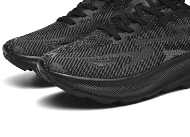Black Knit Running Shoes for Men & Women | Lightweight Cushioned Sneakers | All Black Athletic Training Footwear