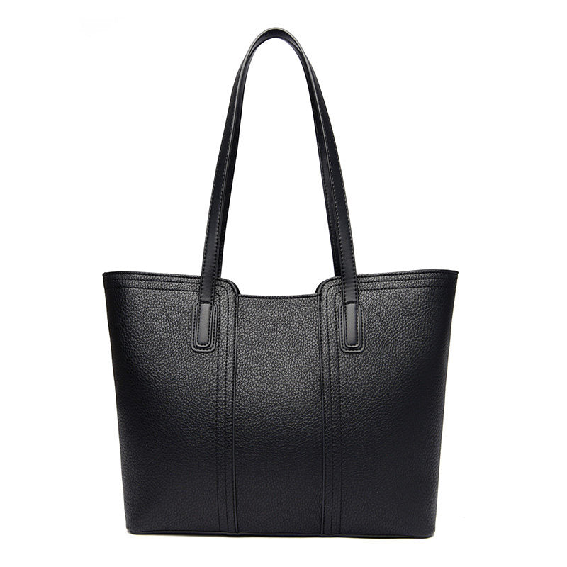 Cream Beige Leather Tote Bag with Brown Handles | Two-Tone Shoulder Bag