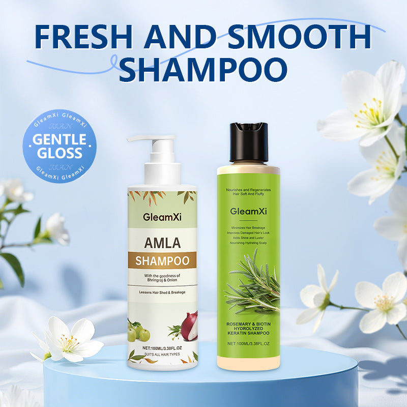 GleamXi Rosemary & Biotin Hydrolyzed Keratin Shampoo 100ml | Nourishing Hair Growth Shampoo for Damaged, Soft & Shiny Hair
