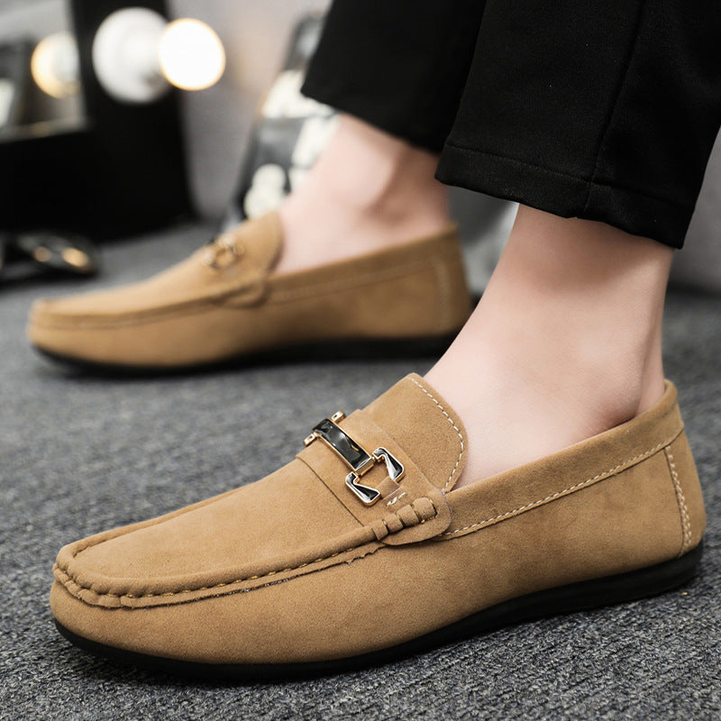 Schwarze Wildleder-Loafer für Herren | Goldfarbene Metallschnalle mit Doppelschnalle | Bequeme Slipper zum Hineinschlüpfen