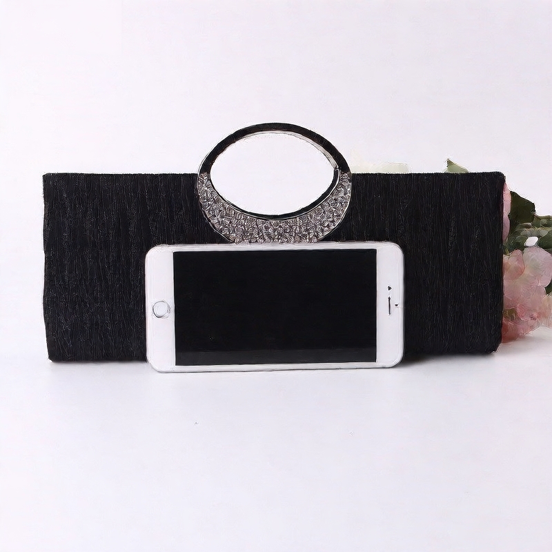 Black Elastic Waist Belt - Wide Stretch Belt with Rhinestone Circle Buckle | Cinch Belt for Dresses