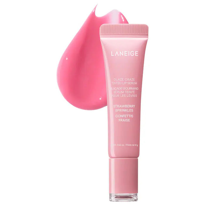 Laneige Glaze Craze Tinted Lip Serum | Hydrating Glossy Lip Serum Cinnamon Sugar Chocolate Peach 12g