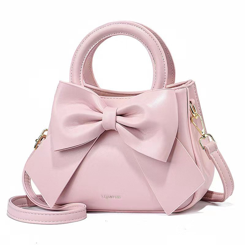 White Leather Handbag with Large Bow Detail | Small Elegant Crossbody Bag