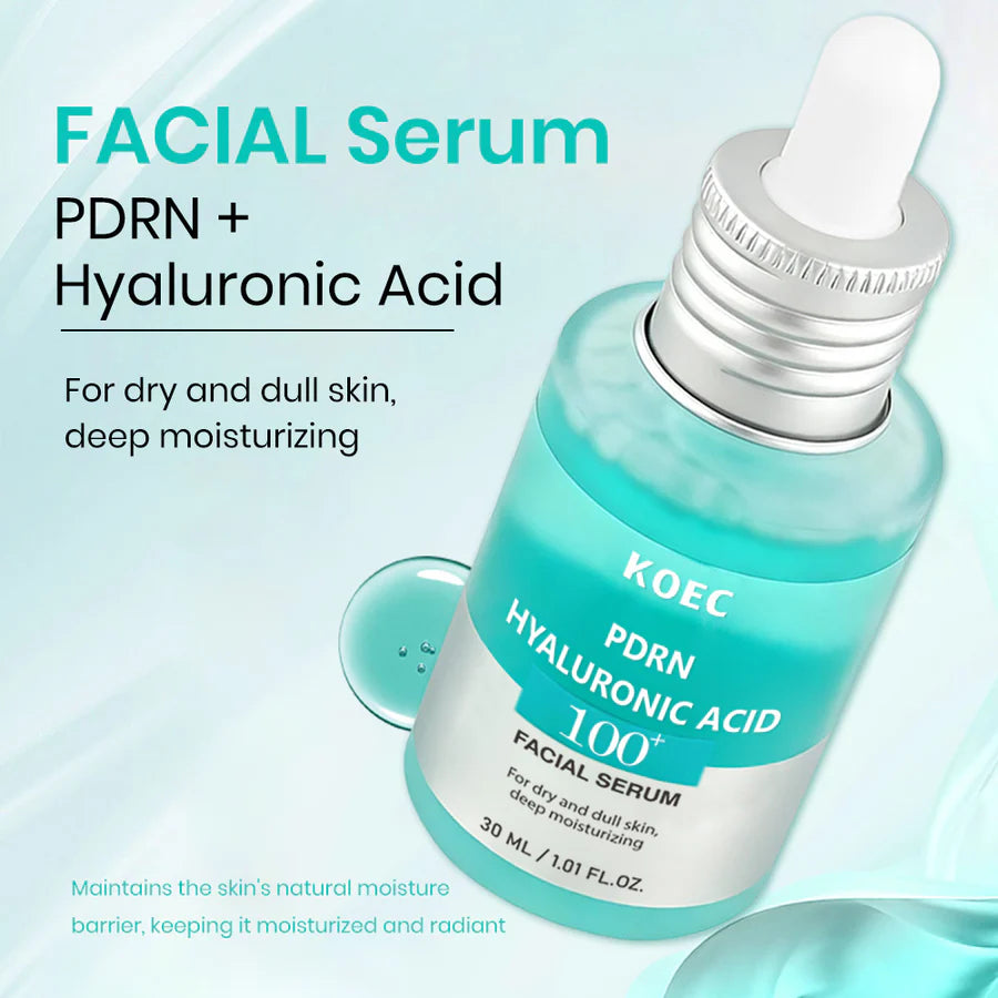 KOEC PDRN Hyaluronic Acid 100+ Facial Serum Set of 2 | Deep Moisturizing Dry & Dull Skin 30ml