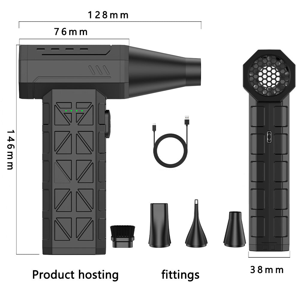 Portable Cordless Air Blower Vacuum Cleaner | USB Rechargeable Mini Dust Blower for Car Keyboard Computer | 2-in-1 Wireless Cleaning Gun with Brush Kit