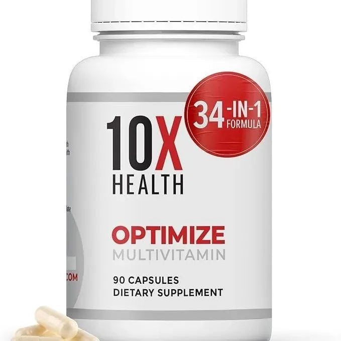 مجموعة 10X Health Optimize Multivitamin من قطعتين | 2 × 90 كبسولة مكمل غذائي يومي للرجال والنساء