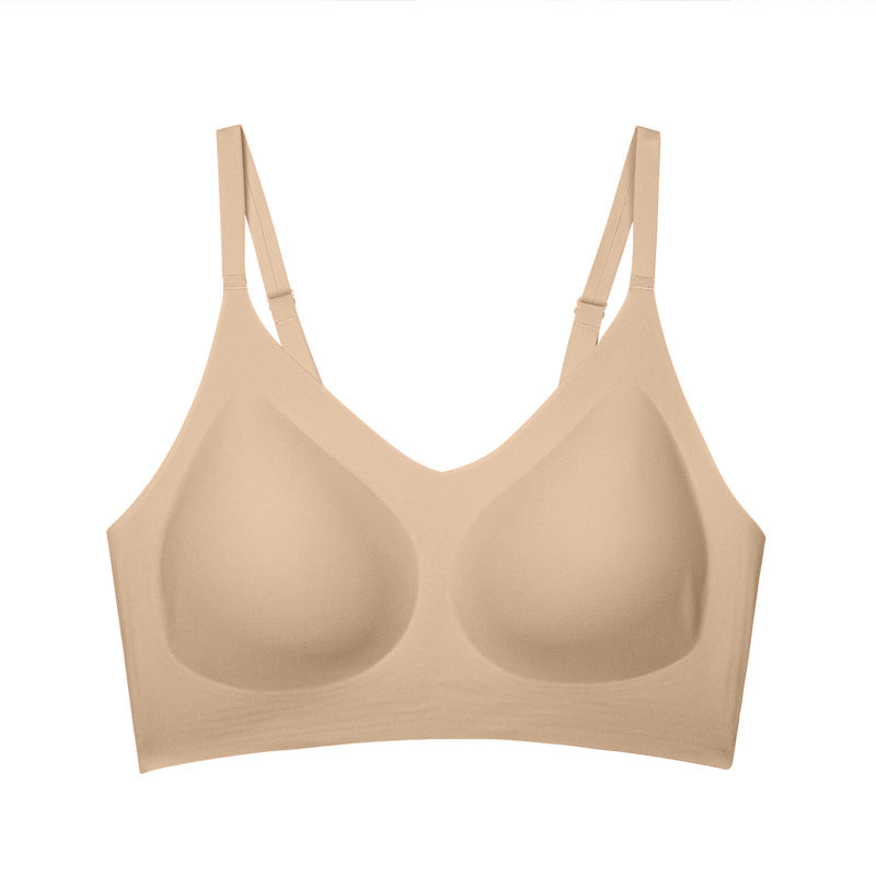 Women's Sage Green Seamless Wireless Bralette with Adjustable Straps, Back Hook and Deep V Neckline for Everyday Wear