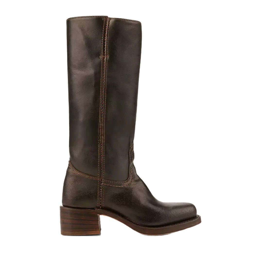 Women's Black Leather Knee High Riding Boots - Tall Pull On Western Boot with Block Heel & Square Toe - Classic Equestrian Style Boots for Fall Winter - Premium Smooth Leather