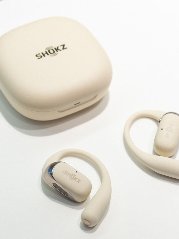 Shokz OpenFit Wireless Open Ear Earbuds Bluetooth 5.2 Secure Ear Hook Sport Headphones IPX5 Waterproof 28H Battery Awareness Safe Running Cycling Gym Commute iPhone Android