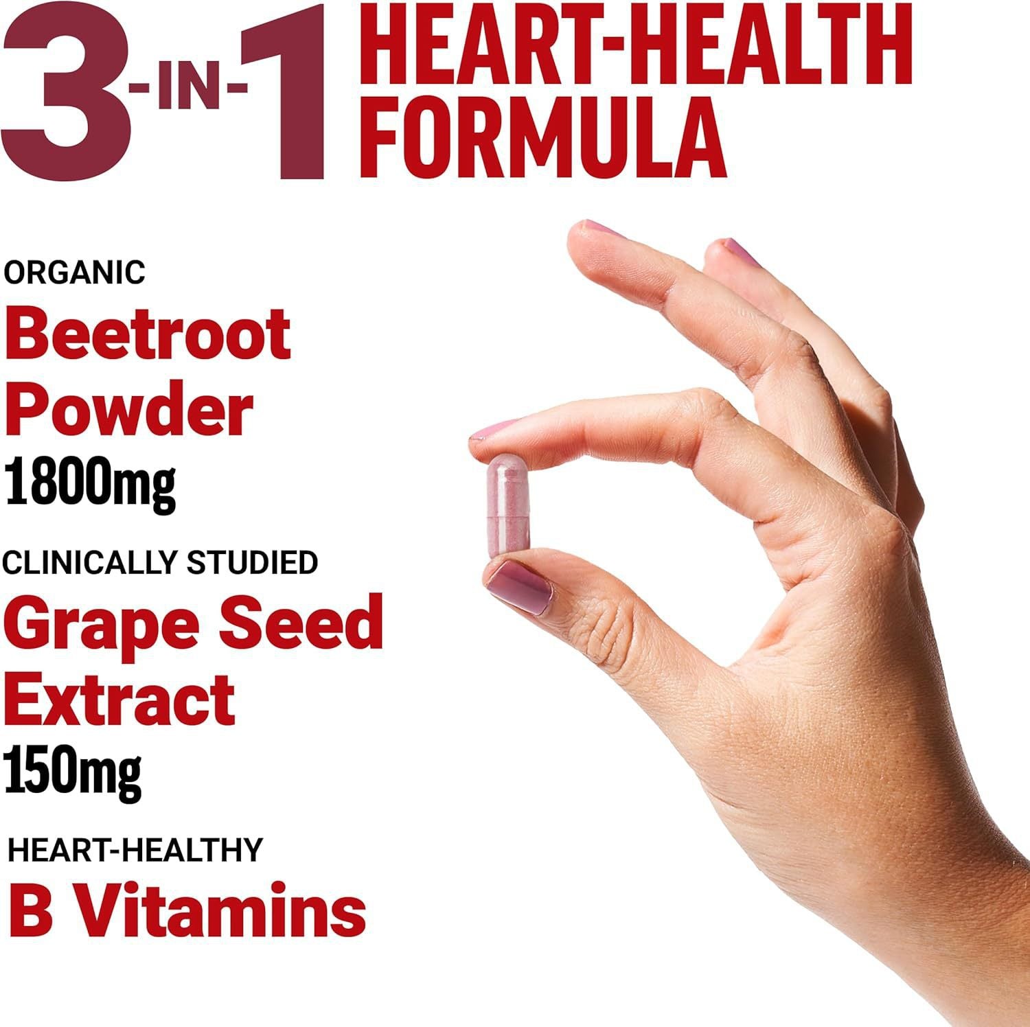 Total Beets 1800mg Beet Root Capsules | 90 Veggie Caps | Blood Pressure, Circulation & Nitric Oxide Support | Organic Beet Root Powder