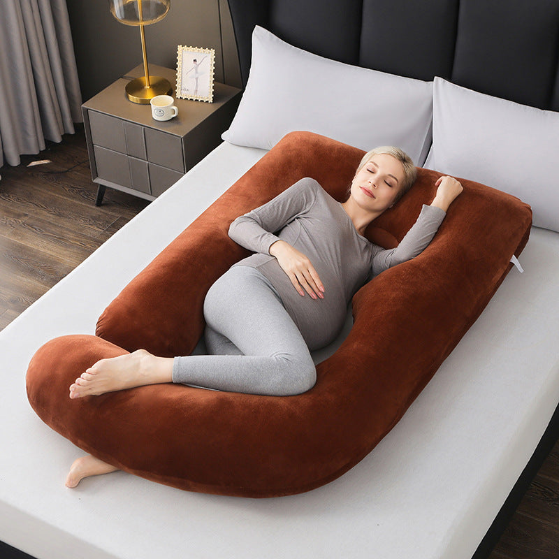 Extra Large U-Shape Full Body Pregnancy Pillow | Navy Blue Plush Velvet Maternity Pillow | Total Head Belly Back Hip Knee Support | Side Sleeper All Trimesters