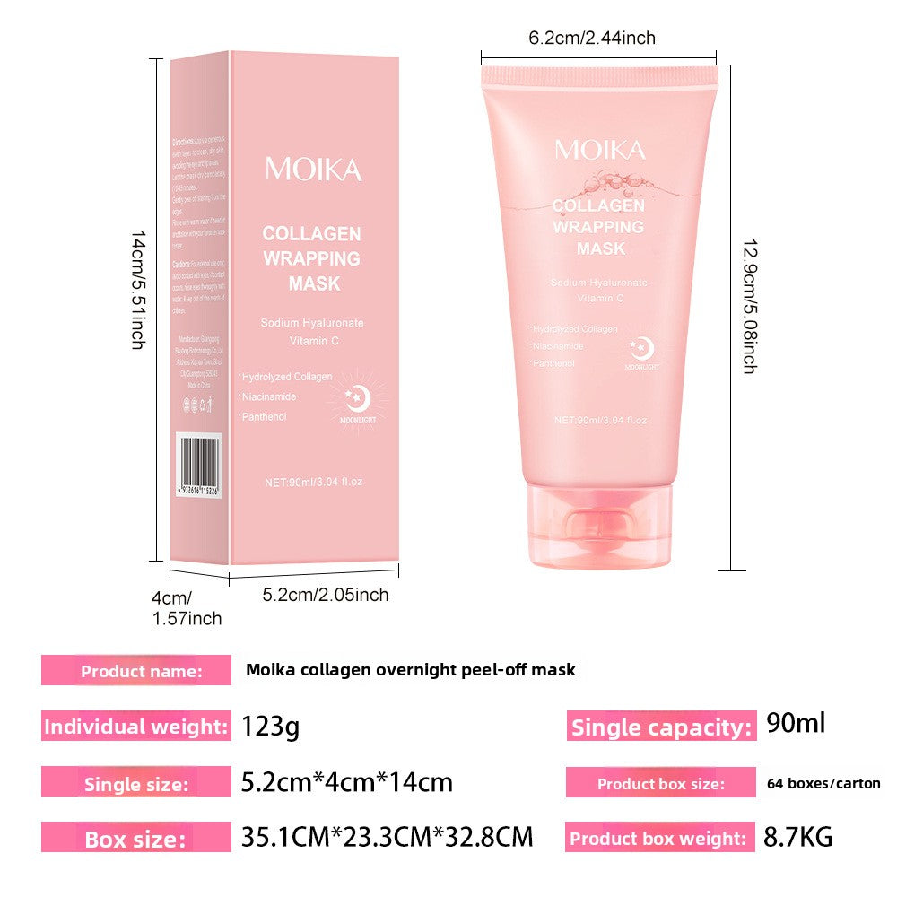 MOIKA Collagen Wrapping Mask | Hyaluronic Acid Vitamin C Niacinamide Sleeping Face Mask | Anti-Aging Brightening Night Mask 90ml